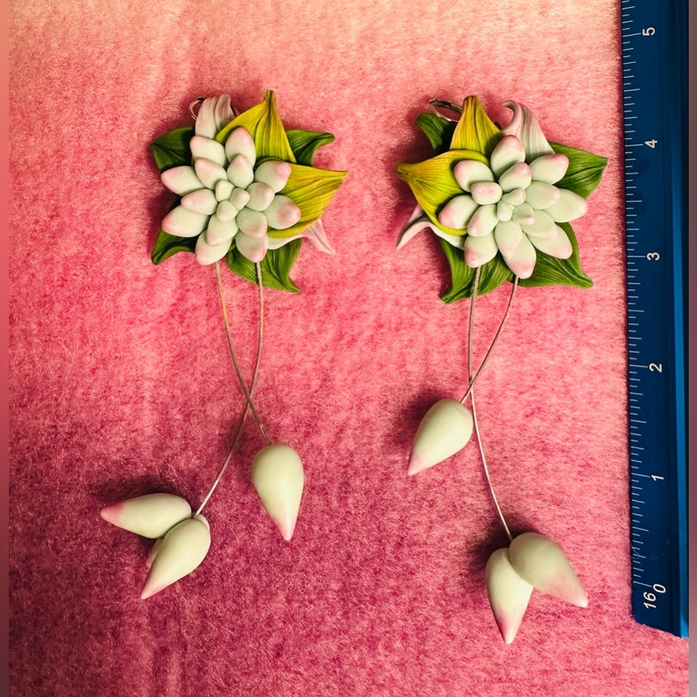 Gorgeous Succulent Earrings - Handmade in Ukraine - Picture 3 of 5